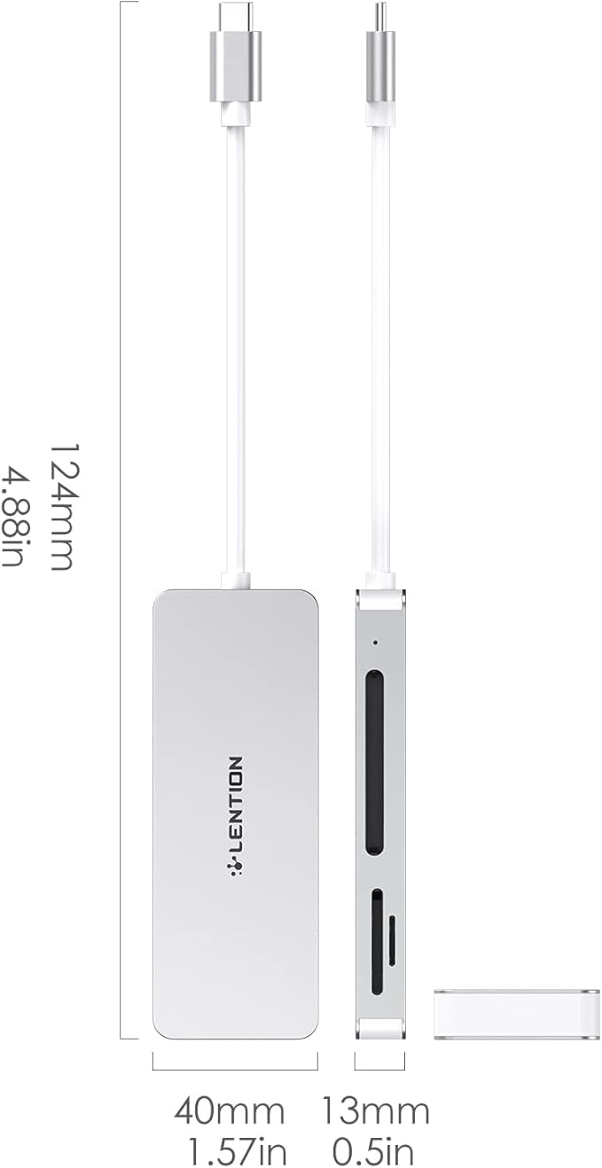 LENTION USB C to CF/SD/Micro SD Multi-Card Reader, SD 3.0 Card Adapter Compatible 2025-2016 MacBook Pro 13/15/16, 2025-2018 Mac Air/iPad Pro/Surface, More (CB-C12, Silver)