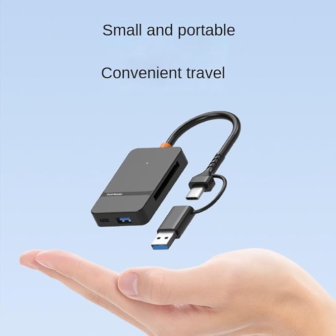 High-Speed 8-in-1 USB 3.0/USB-C OTG Card Reader - 104MB/s CF/SD/TF/MS Adapter with Dual Ports & LED | Mac/PC/Android