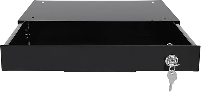 14.17" Under Desk Storage Drawer, Locking Design Black Sliding Pull-Out Drawer for Sit Stand Workstation