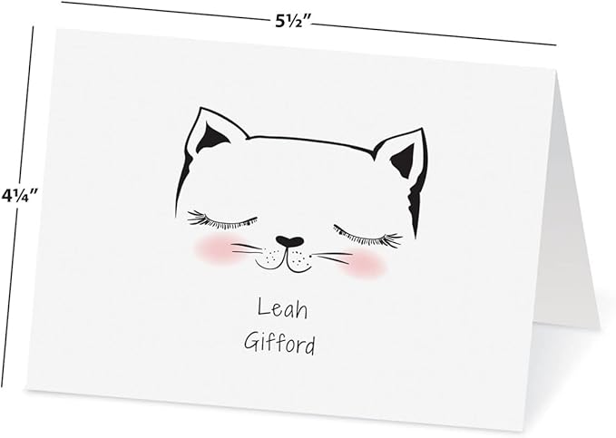 Current Kitty Ears Personalized Note Cards - 24 Cards with White Envelopes, 4¼ x 5½ Inch Size, Blank Stationery, Add Names or Text, For Thank You Notes, Invitations, & Announcements