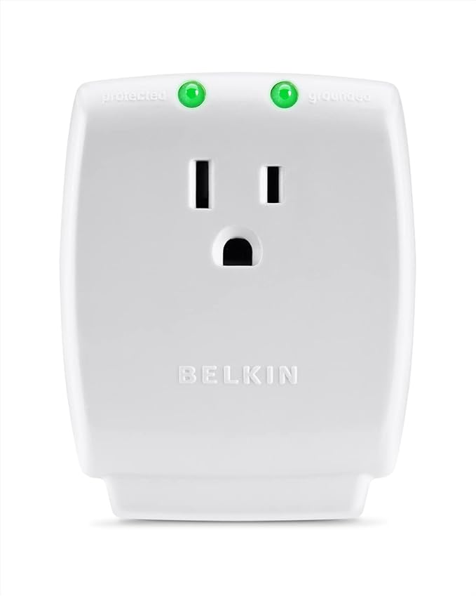 Belkin 1-Outlet Home Series SurgeCube - Grounded Outlet Portable Wall Tap Adapter with Ground & Protected Light Indicators for Office,Charging Brick - White,ABS,885 Joules,(Pack of 10)