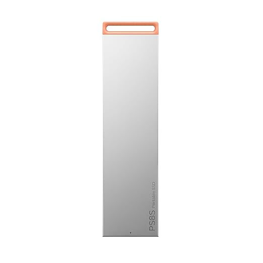 Lenovo PS8S 512GB Portable SSD, Up to 1050MB/s Read, 1000MB/s Write, USB 3.2 USB-C, Slim Lightweight (40g) Aluminum Body, Reliable Storage for PC/Mac & Android