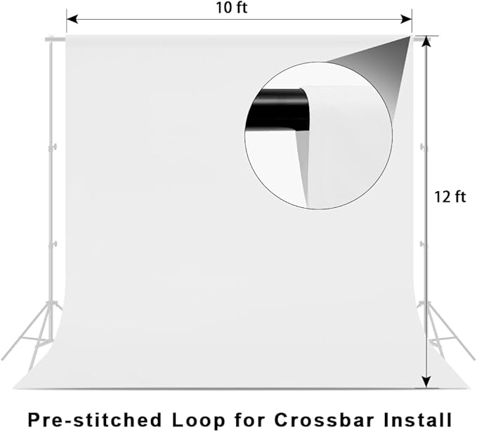 10X12ft White Backdrop for Photography, Polyester Background for Photography for Product Protrait Photoshoot or Parties Decoration