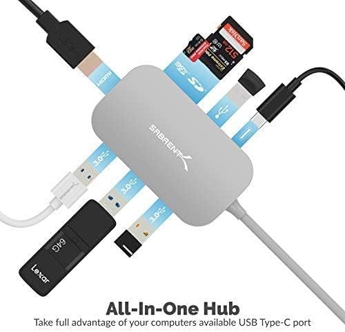 SABRENT 8-in-1 USB Type-C Hub with HDMI(4K) Output, 3 USB 3.0 Ports, 1 USB 2.0 Port, SD/MicroSD Multi-Card Reader [4K and Power Delivery Support] (DS-UHCR)