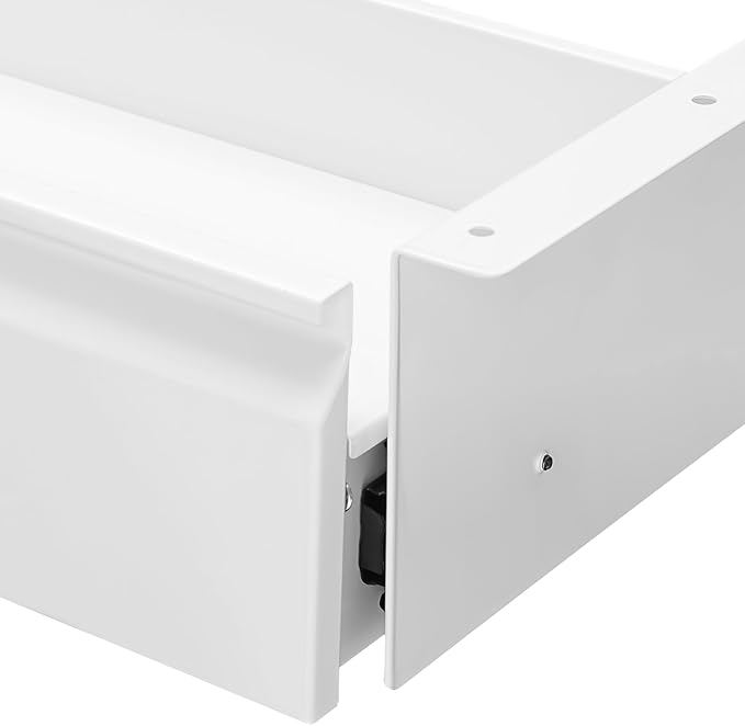 LEYSRIS 17.7" Under Desk Storage Drawer, White Sliding Pull-Out Drawer for Sit Stand Workstation