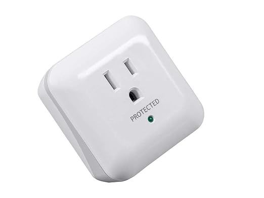Monoprice Power & Surge - White | 1 Outlet Surge Protector with End of Service Alarm, 900 Joules 15A / 125V / 1875W, 10dB to 60dB