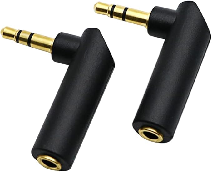 rgzhihuifz 3.5mm Angle Male to Female Audio Adapter, 90 Degree Right Angle Gold-Plated TRS Stereo Jack Plug AUX Connector Compatible with Headset, Tablets, MP3 Players, Speakers(2 Pack)