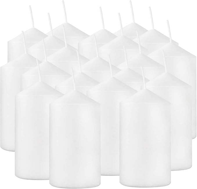 2x4 High White Pillar Candles, Set of 20, Unscented. Bulk Buy. Ideal for Wedding, Emergency Lanterns, Spa, Aromatherapy, Party
