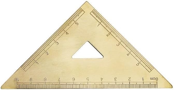 Golden Brass Ruler Set with Protractor and Triangles, 18 cm / 7 inch for Precision Measuring Tools for Drafting, Art, Engineering, School, Office, Portable Stationery Kit