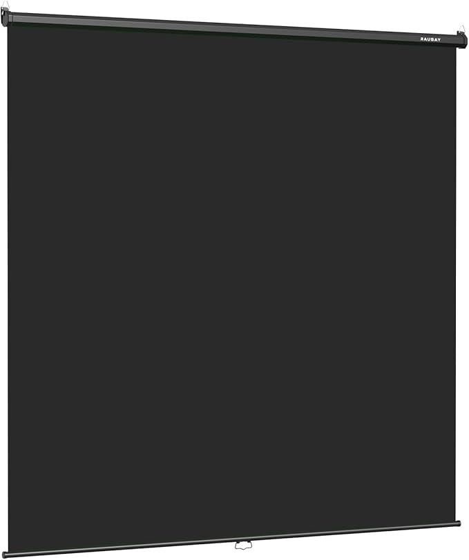 RAUBAY Retractable Pull Down Black Screen Backdrop - 78.7" x 86.6" Collapsible Wall-Mount Background for Professional Video Production, Photography, TikTok and Video Conferencing