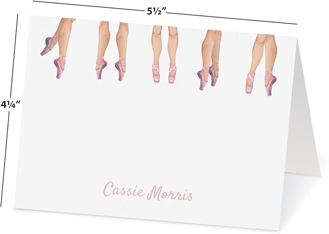 Current Dancers Feet Personalized Note Cards - 24 Cards with White Envelopes, 4¼ x 5½ Inch Size, Blank Stationery, Add Names or Text, For Thank You Notes, Invitations, & Announcements