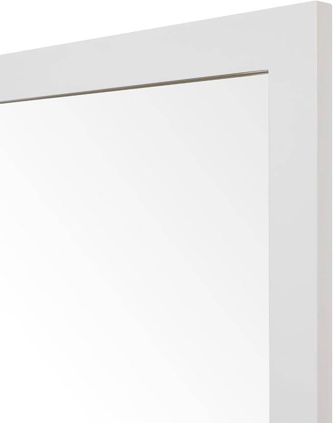 ARIEL Rectangular Wooden Mirror 24" x 32" in White, Flexible Horizontal/Vertical Hanging for Bathroom, Vanity, Entryway & Living Room Decor, Farmhouse Style