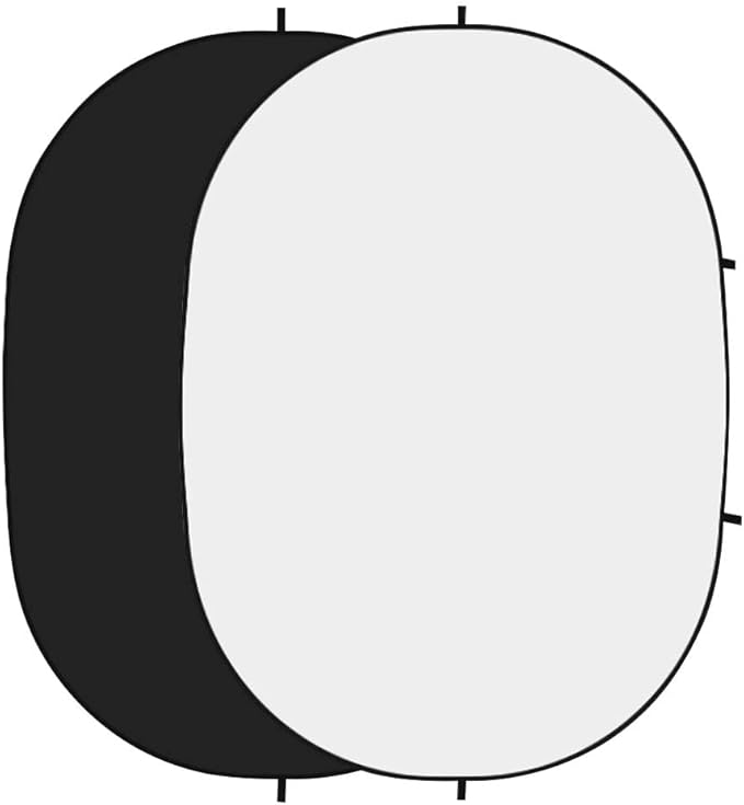 FOTOCREAT-5x6.5ft(1.5x2m) Black/White Double-Sided Pop-Up Collapsible Backdrop -Reflector Photo Backdrop Background for Video & Photo