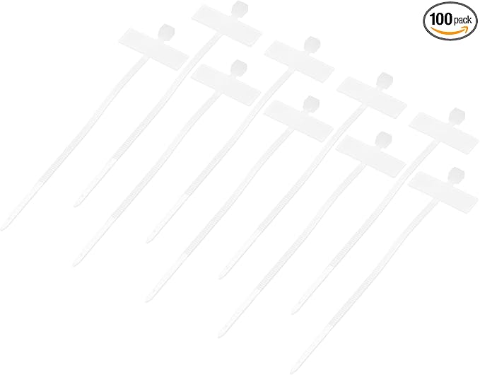 MECCANIXITY 100pcs Marker Cable Zip Ties, 4 Inch Self-Locking Labels Zip Tie Wraps, Wire Tags Ties Strap for Indoor and Outdoor, 1/8",White