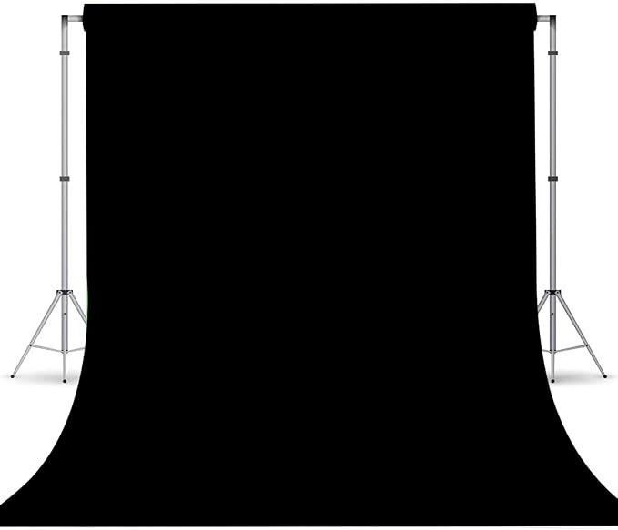 Black Photo Backdrop for Photoshoot, Photo Backdrop Curtain, Black Backdrops for Party Portrait Photoshoots Video Studio 10x20ft