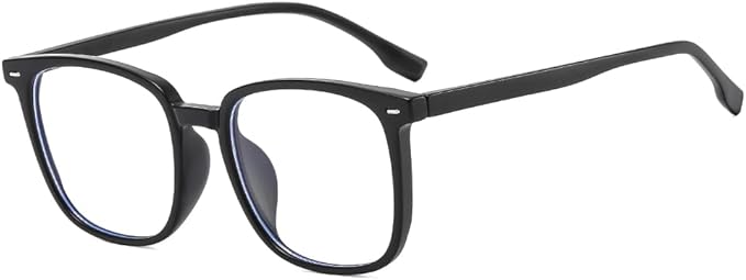 Siming Blue Light Blocking Glasses for Women and Men, Square Frame, TR90 Thermoplastic, Matte Black, Non-Polarized, Universal Fit