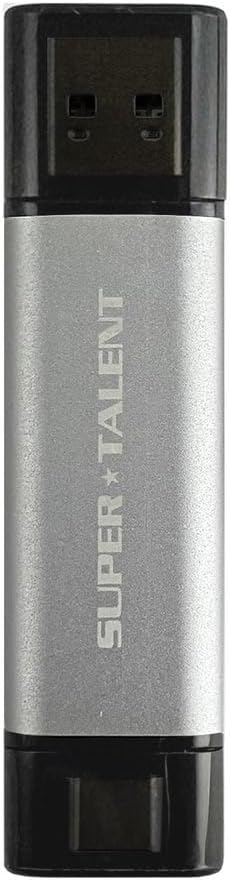 Super Talent PS302 512GB Portable External SSD, USB 3.2 Gen 2, Up to 1050MB/s, 2-in-1 Type C & Type A, Plug & Play, Compatible with Android, Mac, Windows, Supports 4K, Drop-Proof, FUS512302, Gray