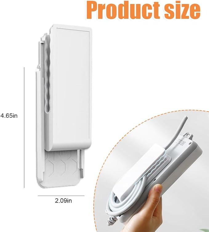 2 PCS Power Strip Holder Wall Mount, No-Drill Self Adhesive Socket Fixator & Cable Organizer, 2-in-1 Punch-Free Stand for Surge Protector, WiFi Router & Remote