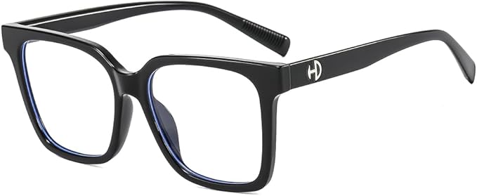 Siming Blue Light Blocking Glasses, Square Frame, Black, TR90 Lightweight Plastic, Anti-Slip Design, Unisex Adult