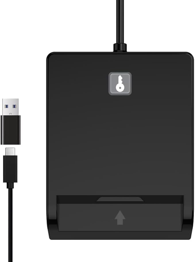 Contact Smart Card CAC Reader USB C & A, DOD Military USB Common Access CAC Reader Military, Compatible with Windows, Mac OS, Linux, CCID ISO7816, Rohs, CE Certified