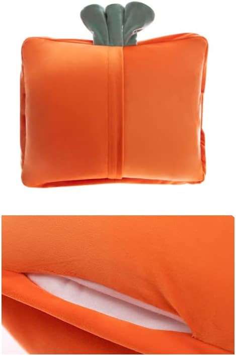 Rikyo 15" Stuffed Fruit Travel Blanket and Pillow Set,3 in 1 Plush Stuffed Hugging Pillow with Warming Hands Pillow Blanket for Kids Gift Travel Airplane Train Bed Office Nap (Carrot - Orange)