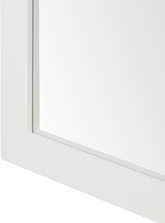 ARIEL Rectangular Wooden Mirror 24" x 32" in White, Flexible Horizontal/Vertical Hanging for Bathroom, Vanity, Entryway & Living Room Decor, Farmhouse Style