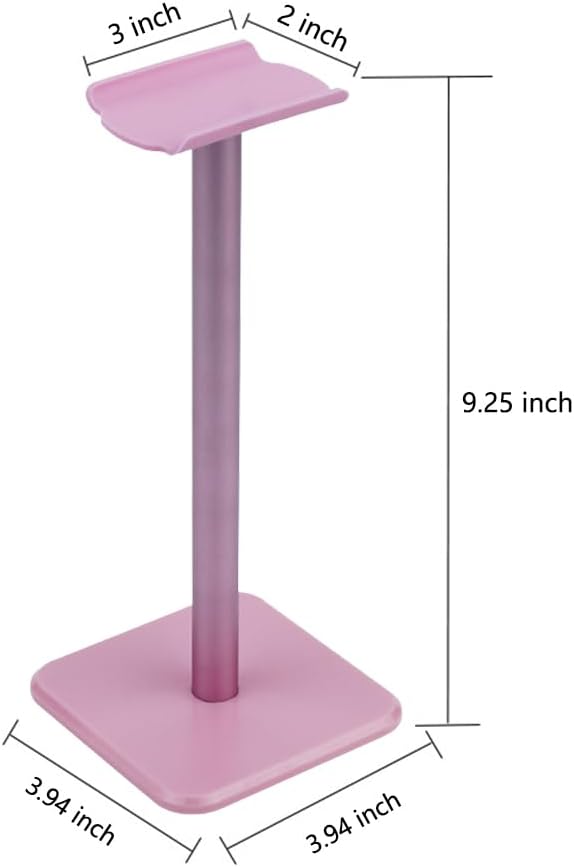 Deear Aluminum Metal Headphone Stand Holder Hanger with Aluminum Supporting Bar Flexible Headrest ABS Solid Base for All Headphones, Pink