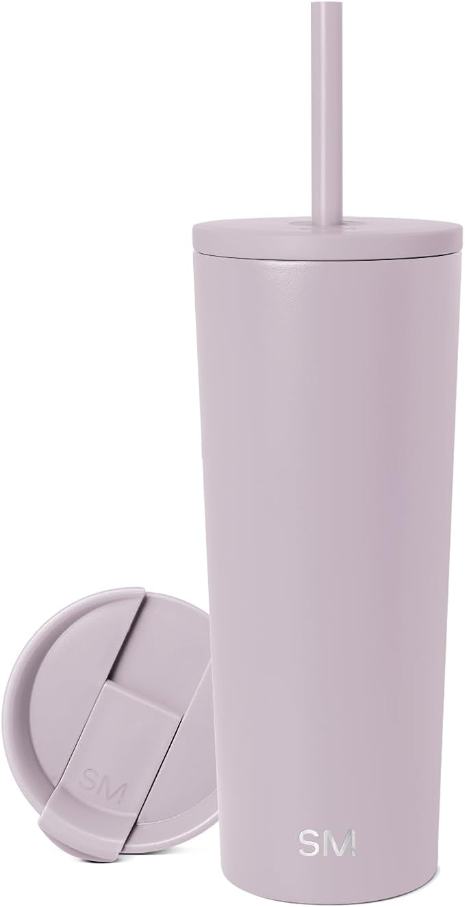 Simple Modern Insulated Tumbler with Lid and Straw | Iced Coffee Cup Reusable Stainless Steel Water Bottle Travel Mug | Gifts for Women Men Her Him | Classic Collection | 24oz | Lavender Mist