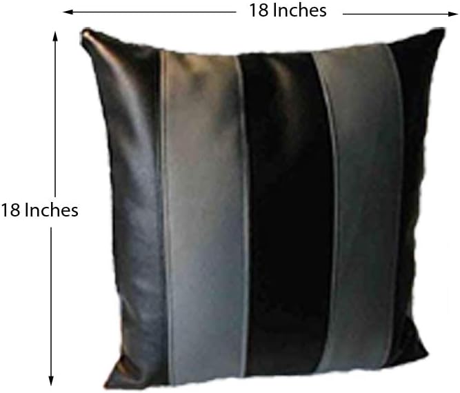 D DOLLY LAMB Lambskin Leather Pillow Cover - Sofa Cushion Case - Decorative Throw Covers for Living Room & Bedroom, 22x22 Inches - Black Grey Pack of 2