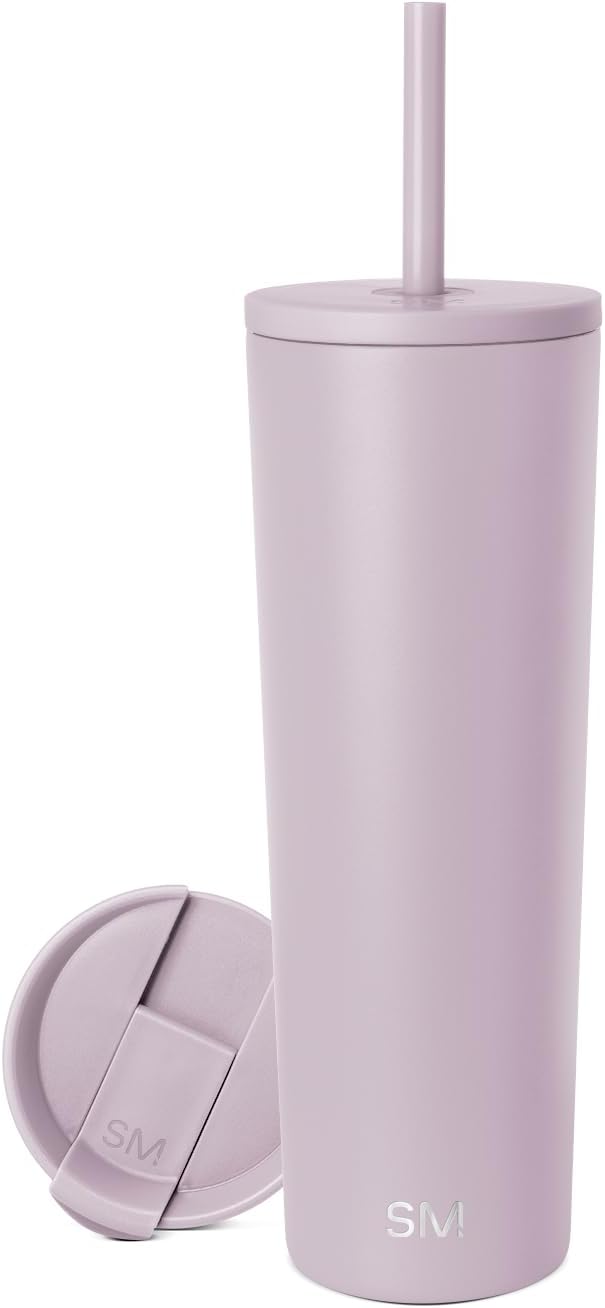 Simple Modern Insulated Tumbler with Lid and Straw | Iced Coffee Cup Reusable Stainless Steel Water Bottle Travel Mug | Gifts for Women Men Her Him | Classic Collection | 28oz | Lavender Mist