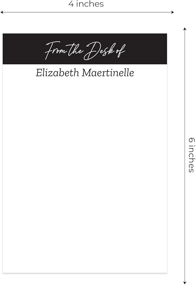 from The Desk of Personalized 4" x 6" Sticky Note Pads/Modern Set of 3 Custom Pads / 50 Sticky Sheets Per Pad/Customized Note Pads Made in The USA