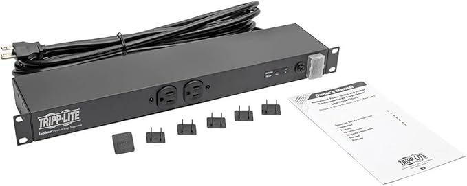 Tripp Lite 12-Outlet Isobar Network-Grade Rackmount Surge Protected PDU Power Strip, 15A 120V, 3840 Joules Protection, 15ft Cord with 5-15P, 25,000 Insurance (IBAR12)