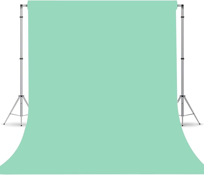 Jelly Mint Green Photography Backdrop for Photoshoot, Photo Backdrop Curtain, Perfect Light Green Backdrops for Party Portrait Photoshoots Video Studio 8FTx10FT