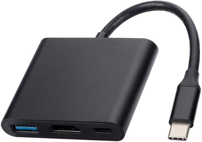 HCUSR 3 in 1 Type C to HDMI Docking Station USB Hub Multiport Adapter AV Converter with 4KHDMI Output,100W PD, USB A 3.0 Port Hub Dongle Docking Station for Laptop PC Tablets (Black)
