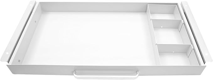 21.5" Under Desk Drawer Slide Out For Office Desk with 2 Dividers, Storage Organizer For Sit Stand Workstation, White