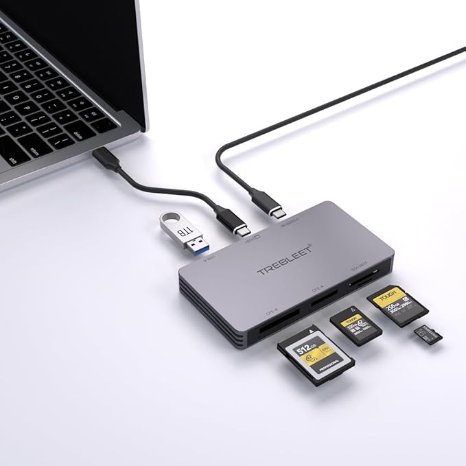 6-in-1 Professional Multi-Card Reader for CFexpress Type A & Type B, SDXC UHS-II, MicroSD – USB 3.2 Gen 2 (10Gbps) with Extra USB-A Hub Port & Auxiliary Power Support for Sony/Canon/Nikon/Mac/Windows
