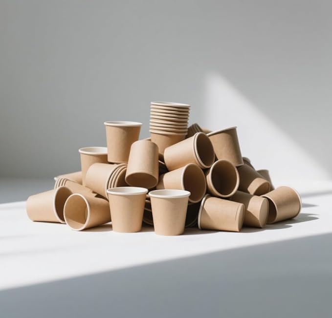 Coolcap 12 oz 500 Pack Disposable Coffee Cups, Bulk Brown Disposable Paper Cups, Coffee Cups for Hot Tea, Chocolate and Cold Drinks
