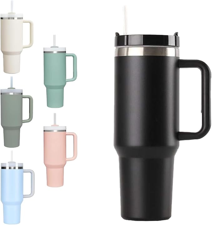 H&F Clicks Insulated Tumbler, Stainless Steel Tumbler with Leakproof Lid for Water, Coffee or Iced Tea. Cup Holder Compatible for Travel, BPA-Free Water Bottle, Vacuum Insulated Tumbler. (Black)