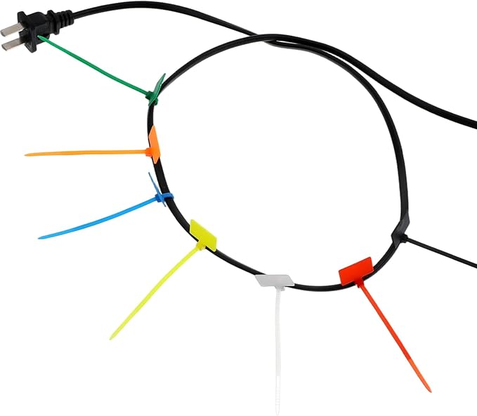 100pcs Zip Tie Tags Cable Labels Tags Nylon Cable With Label Tag Marker Ties Wire Self Locking Plastic Cords Straps Mark Cord Multi Color Electronic Identification Power Marking Label for Organizing