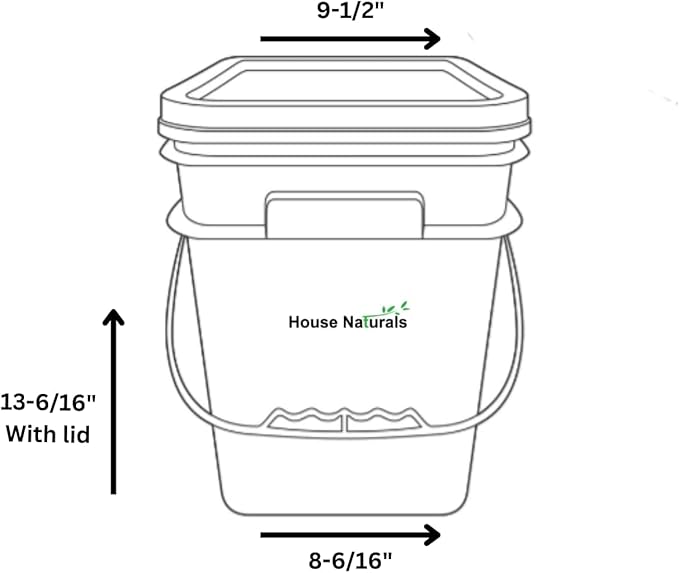 House Naturals 4 Gallon Square Food Grade Plastic Bucket with Lid, Made in USA (Pack of 2) BPA Free (Yellow)