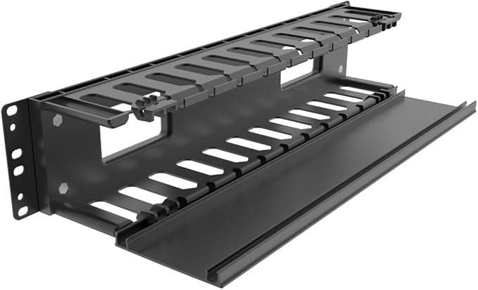 QiaoYoubang 2 Pack of 2U Plastic Cable Management Organizer 12 Slots Horizontal 19" Rack Mount Cable Manager Disassembled