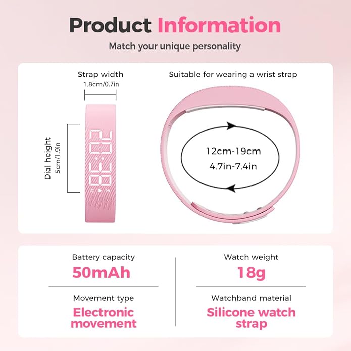 Vibrating Alarm Clock Watch, 2026 New Wristband, Rechargeable Silent Alarm for Deep Sleepers, LED Display Vibrating Alarm Watch for Elderly