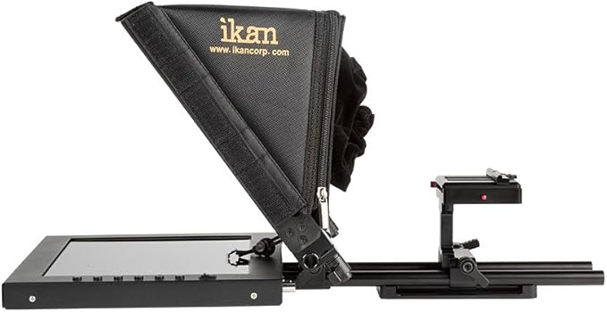 Ikan 12-inch Portable Teleprompter Kit, Adjustable Glass Frame, Easy to Assemble, Extreme Clarity (PT1200) - Black
