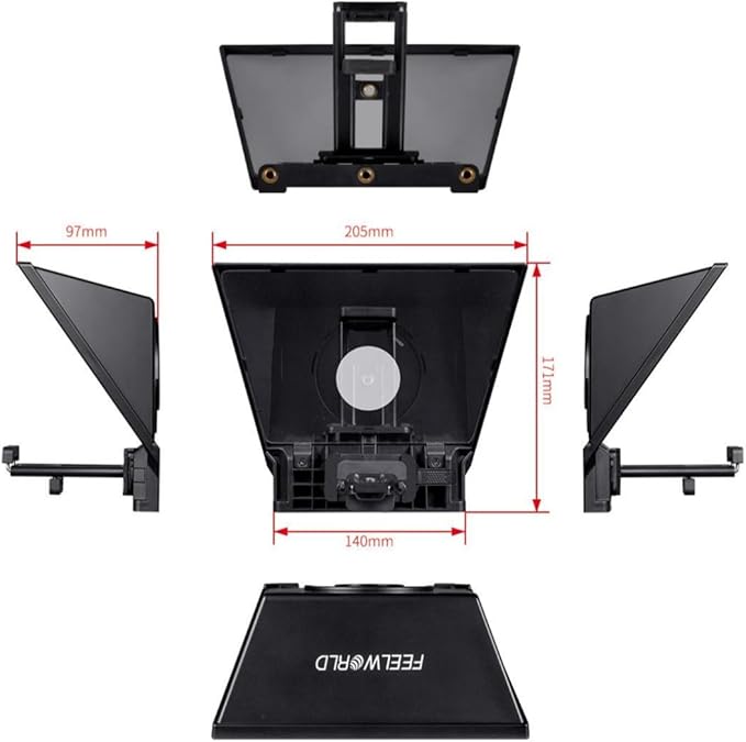 FEELWORLD TP2A Portable 8-inch Teleprompter Supports up to 8" Smartphone/Tablet Prompting Smartphone DSLR Shooting with Remote Control & Lens Adapter Rings