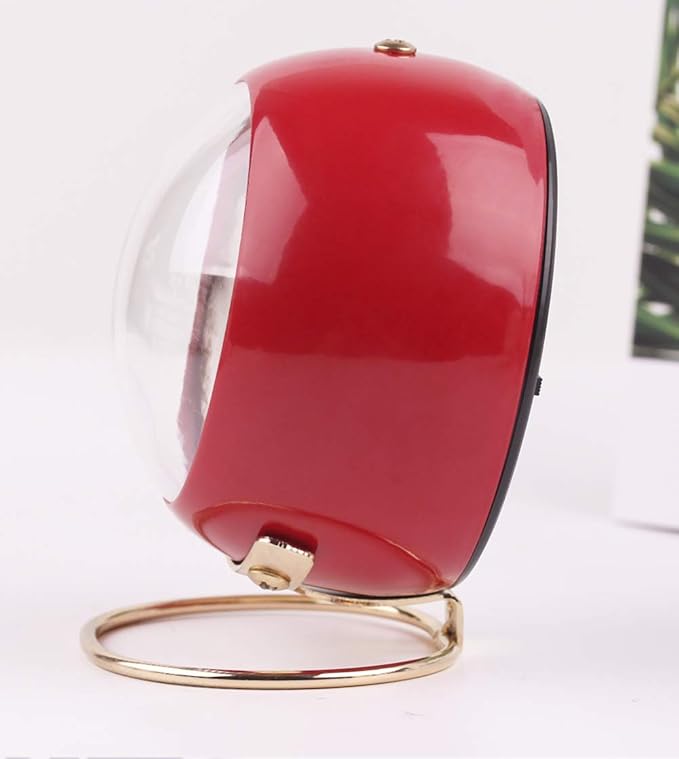 SHISEDECO Small Tableclocks Classic Non-Ticking Tabletop Alarm Clock with Backlight, Battery Operated Astronaut Deskclock with HD Glass for Living Room Bedroom Bedside Indoor Decor (Red)