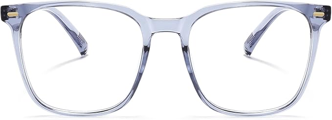 MACJERO Oversized Square Blue Light Blocking Glasses for Women Men, Anti-Fatigue Computer Monitor Gaming Glasses Reduce Eye Strain(transparent Grey)