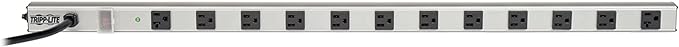 Tripp Lite 12 Outlet Surge Protector Power Strip, 15ft Long Cord, Metal, (SS361220) Black/Gray