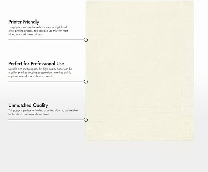 LUXPaper 8.5" x 11" Paper | Letter Size | Natural Linen | 80lb. Text | 500 Qty