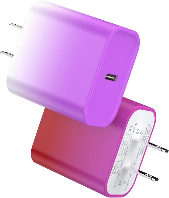 USB C Charger, iGENJUN 2-Pack Fast Charger with Foldable Plug, 20W Cube Charger for iPhone 16/16 Plus/16 Pro/16 Pro Max/15, Galaxy, Pixel 4/3, iPad/iPad mini, and More