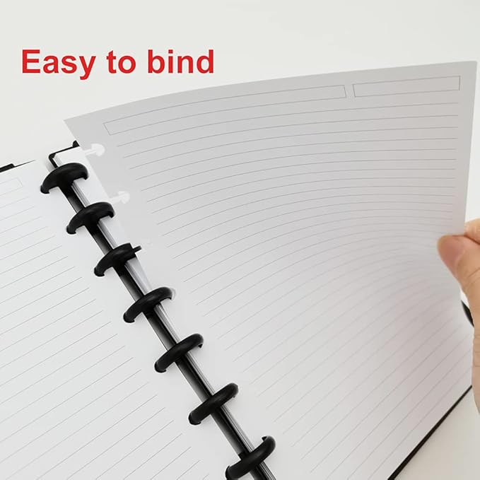 A5 TUL Discbound Lined Refill Paper, Junior Size 8 Disc Disbound Notebooks, 100Sheets/200Pages, 100gsm White Paper, 5.8'' x 8.2''